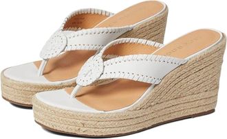 Jack Rogers Rowan Sandals Women White Platform Wedge Heel Espadrille RHS3690