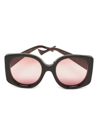 Gucci geometric-frame sunglasses - Marrone