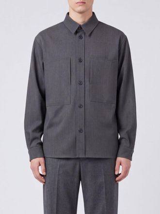 Laneus Camicia in lana con colletto francese e tasche a toppa