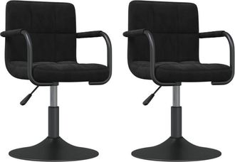 vidaXL Sillas De Comedor Giratorias 2 Uds Terciopelo Negro Vidaxl