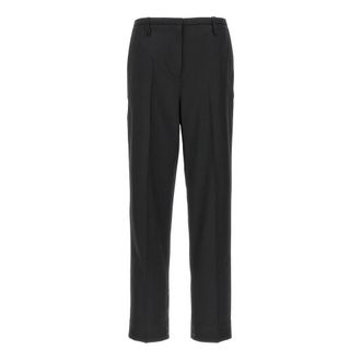 Ganni Broeken, Dames, Zwart, L, Polyester, Pleated Broeken