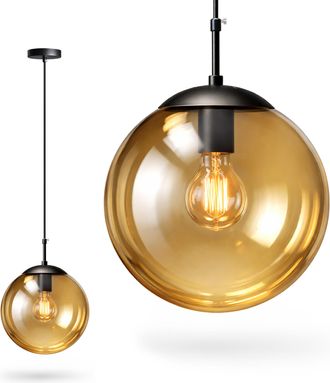 OEM L&aacute;mpara Colgante Amber Ball De 25 Cm Con Casquillo E27 Y Bola De Cristal Negro