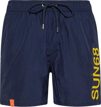 Sun 68 Macro Logo Zwemshorts - Heren - Strandmode - Blauw - L - Polyester - Badmode