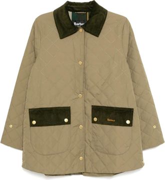 Barbour Giacca Corinne con bordo a coste - Verde
