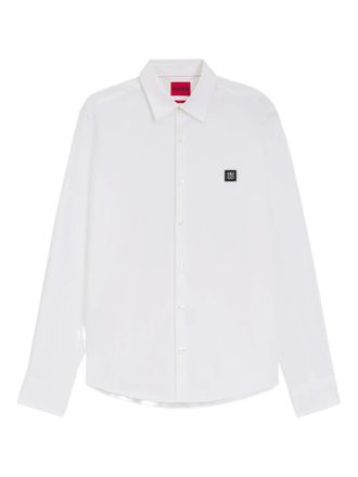 HUGO BOSS logo-patch shirt - men - Cotton/Elastane - M - White