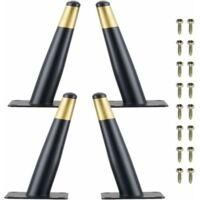 OEM Juego De 4 Patas Para Muebles, Patas Met&aacute;licas De 10 Cm Para Sillas/mesas Con Base Antideslizante Silenciosa, Negro + Dorado - Crezuo