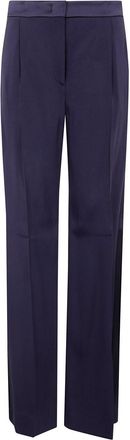 Alberta Ferretti satin-trim trousers - Blue