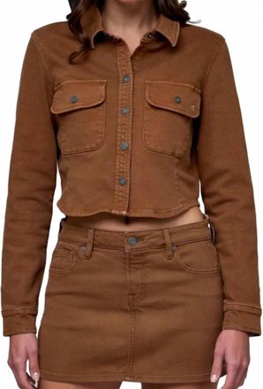 Hidden Jeans Abbey Tapered Button Up Shirt In Brown