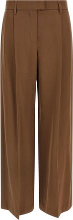 Brunello Cucinelli Brown Virgin Wool Casual Womens Pants