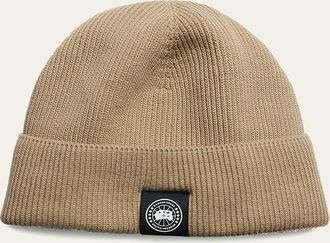 Canada Goose Mens Rib-Knit Cotton Beanie