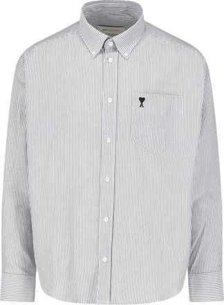 Ami Camicia Boxy Fit con Collo Button-Down e Ricamo Ami de Coeur - - Shirts - Uomo - Multicolore - 3XL