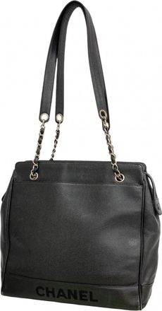 Chanel Black Grained Calfskin Tote Bag (Pre-Owned)