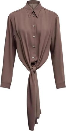 Maison Margiela Asymmetrisch Shirt met Knoop - Dames - Overhemden - Bruin - M - Polyester - Overhemden