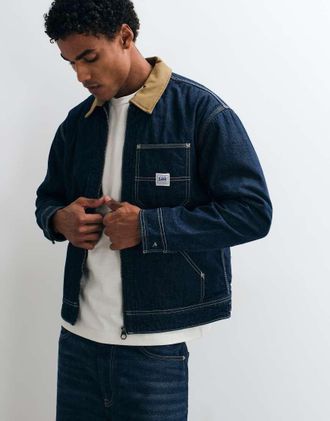 Lee giacca di jeans foderata con colletto a contrasto-blu navy