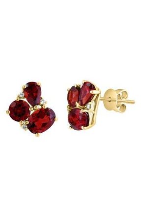Effy Garnet & Diamond Stud Earrings - 0.06ct. in Red at Nordstrom Rack
