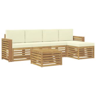vidaXL Conjunto De Sof&aacute;s De Exterior 6 Pcs Blanco Y Crema Vidaxl