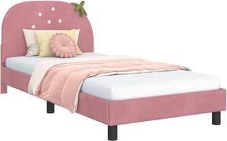 vidaXL Cama Para Ni&ntilde;os Con Cabecero Rosa 80 X 200 Cm Terciopelo Vidaxl