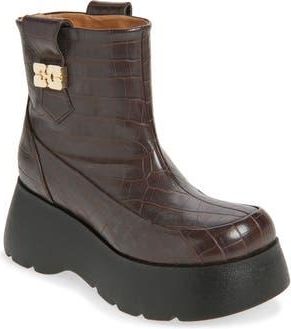 Ganni Kat Platform Bootie in Chocolate Fondant at Nordstrom Rack, Size 10Us / 40Eu