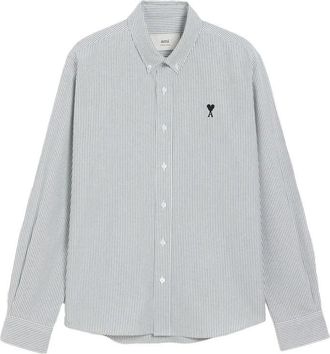 Ami Black Striped Long-Sleeve Cotton Shirt