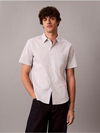 Calvin Klein Mens Yarn-Dyed Windowpane Stretch Button-Down Shirt - Grey - XL