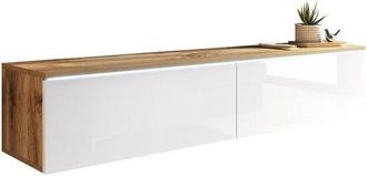 Mirjan24 Mobilier1 - Mueble Tv Sarasota 120, Roble Wotan + Blanco Brillante, N&uacute;mero De Puertas: 0, N&uacute;mero De Cajones: 0, 140x30x33cm, Led