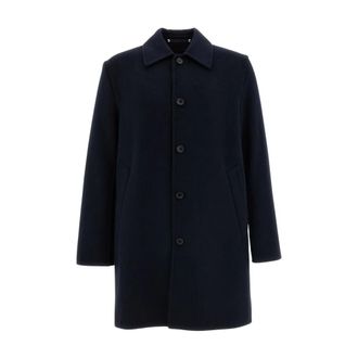 Paul Smith Lange jas van wolmix - Heren - Mantels - Blauw - Maat: M Wol