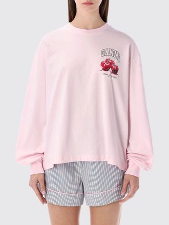 Ganni T-shirts in cotone con stampa ciliegie Ganni