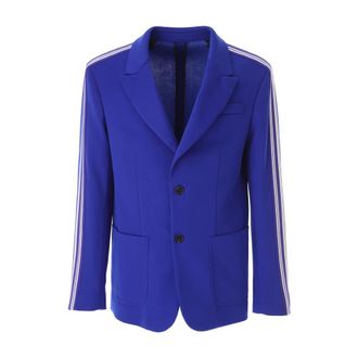Msgm Stripes Jacket - Heren - Blazers - Blauw - M - Katoen - Jassen