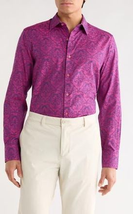 Robert Graham Bayview Cotton Button-Up Shirt in Fuschia at Nordstrom Rack, Size X-Large