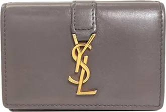 Saint Laurent Gray Leather Wallet (Tri-Fold) (Pre-Owned)