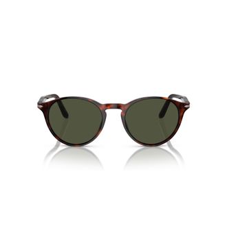 Persol 0po3092sm Round Tortoiseshell Acetate Sunglasses with Metal Accents