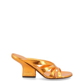 Dries Van Noten Leren Wedge Mule - Dames - Schoenen - Oranje - Maat: 39 EU Leer