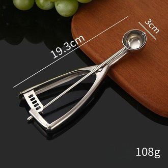 OEM Paletta Per Gelato - Paletta Per Gelato In Acciaio Inox - Diametro 3 Cm - Paletta Per Gelato Con Meccanismo A Grilletto, Adatta Per Gelato, Biscotti, 