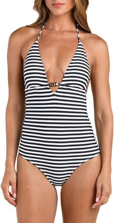 L'agence Leila Voyage Halter One-Piece Swimsuit in Black at Nordstrom, Size X-Small