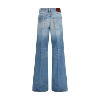 Gucci Womens Blue Cotton Flared Jeans Clothing