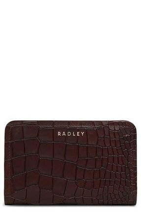 Radley London Elm Avenue Croc Embossed Leather Bifold Wallet in Dark Brown at Nordstrom Rack