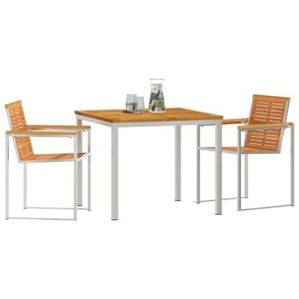 Berkfield Home Modern 3 Piece Garden Dining Set Solid Wood Acacia in Brown