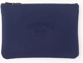 Herm&egrave;s Black Navy Polyamide Cotton Pouch (Pre-Owned)
