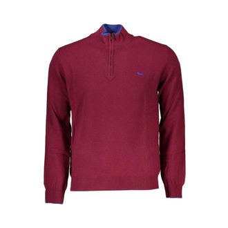 Harmont & Blaine Turtlenecks, male, Red, Size: 2XL Elegant Half-Zip Sweater with Embroidery Detail