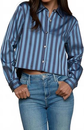 L'agence Cosette Satin Shirt In Blue Stripe