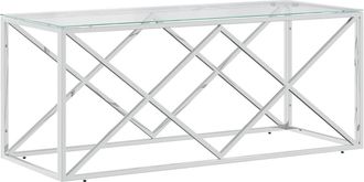 vidaXL Mesa De Centro Acero Inoxidable Y Vidrio 110x45x45 Cm Vidaxl
