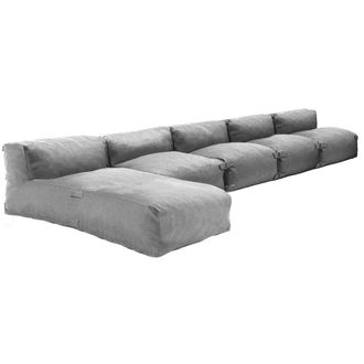Oviala Mueble de jard&iacute;n modular de 5 plazas con chaise longue gris