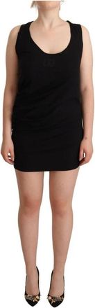 Roberto Cavalli Elegante Mouwloze Zwarte Mini Jurk - Dames - Korte kleedjes - Zwart - 2XL - Katoen - Kleedjes