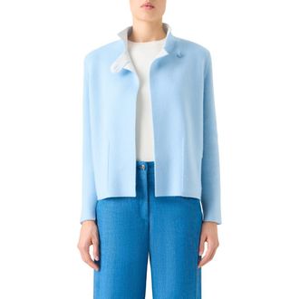 Akris Reversible Cashmere Jacket in Powder Blue-Ecru at Nordstrom, Size 12