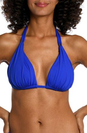 La Blanca Island Goddess Halter Bikini Top in Sapphire at Nordstrom, Size 16