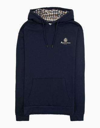 Aquascutum Mens Aquascutum Active Small Logo Hoodie Navy - Size: 38