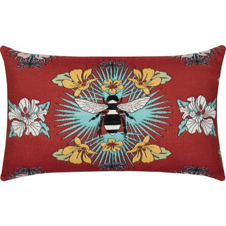 Elaine Smith Tropical Bee Jacquard Chenille accented Indoor & Outdoor Woven Accent Pillow in Red at Nordstrom, Size 12X20