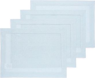 Solino Home Linen Placemats Set of 4, 14 x 19 Inch for Dining Table, Holiday and Everyday Table Decor - Classic Hemstitch in Light Blue at Nordstrom