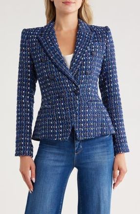 L'agence Marie Tweed Double Breasted Blazer in Blue Multi Tweed at Nordstrom Rack, Size 10