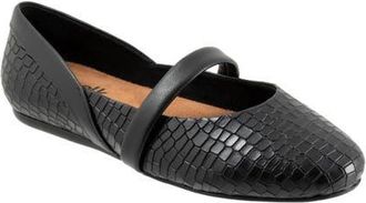 Softwalk Samara Mary Jane Flat in Black Croco at Nordstrom, Size 8.5